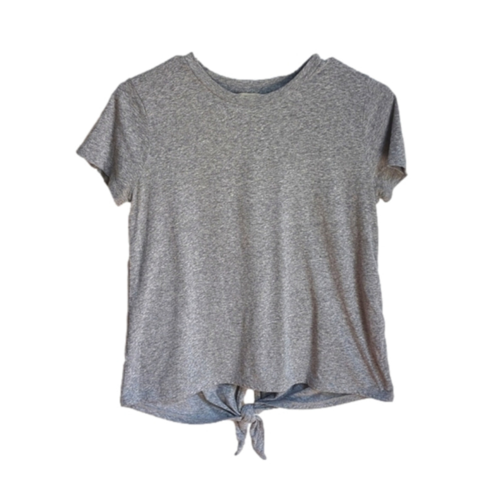 Madewell‎ Gray Crew Neck Basic Short Sleeve Back Tie Tee size XS Casual Staple